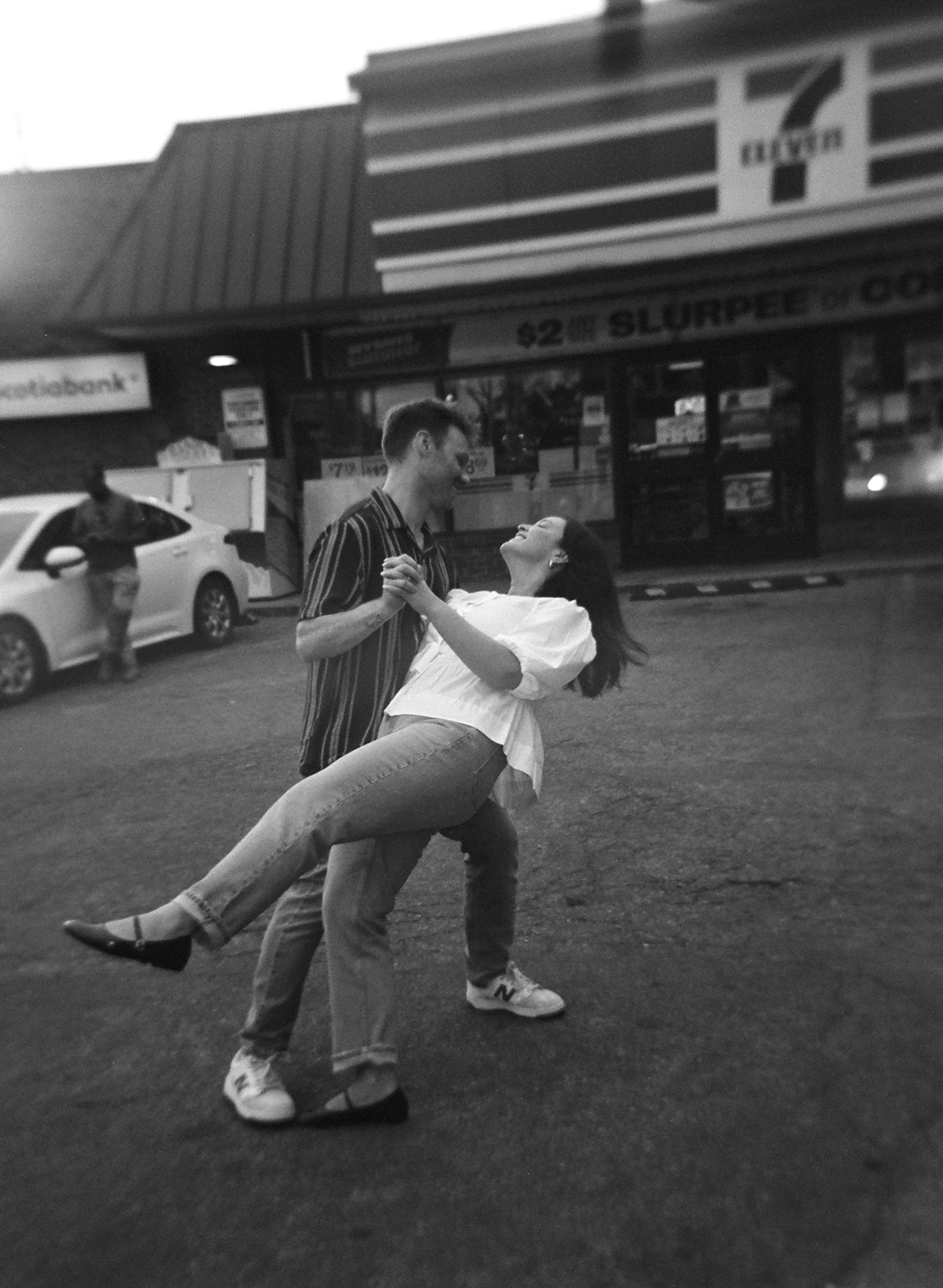 Bloor street engagement photos in Toronto by film photographer