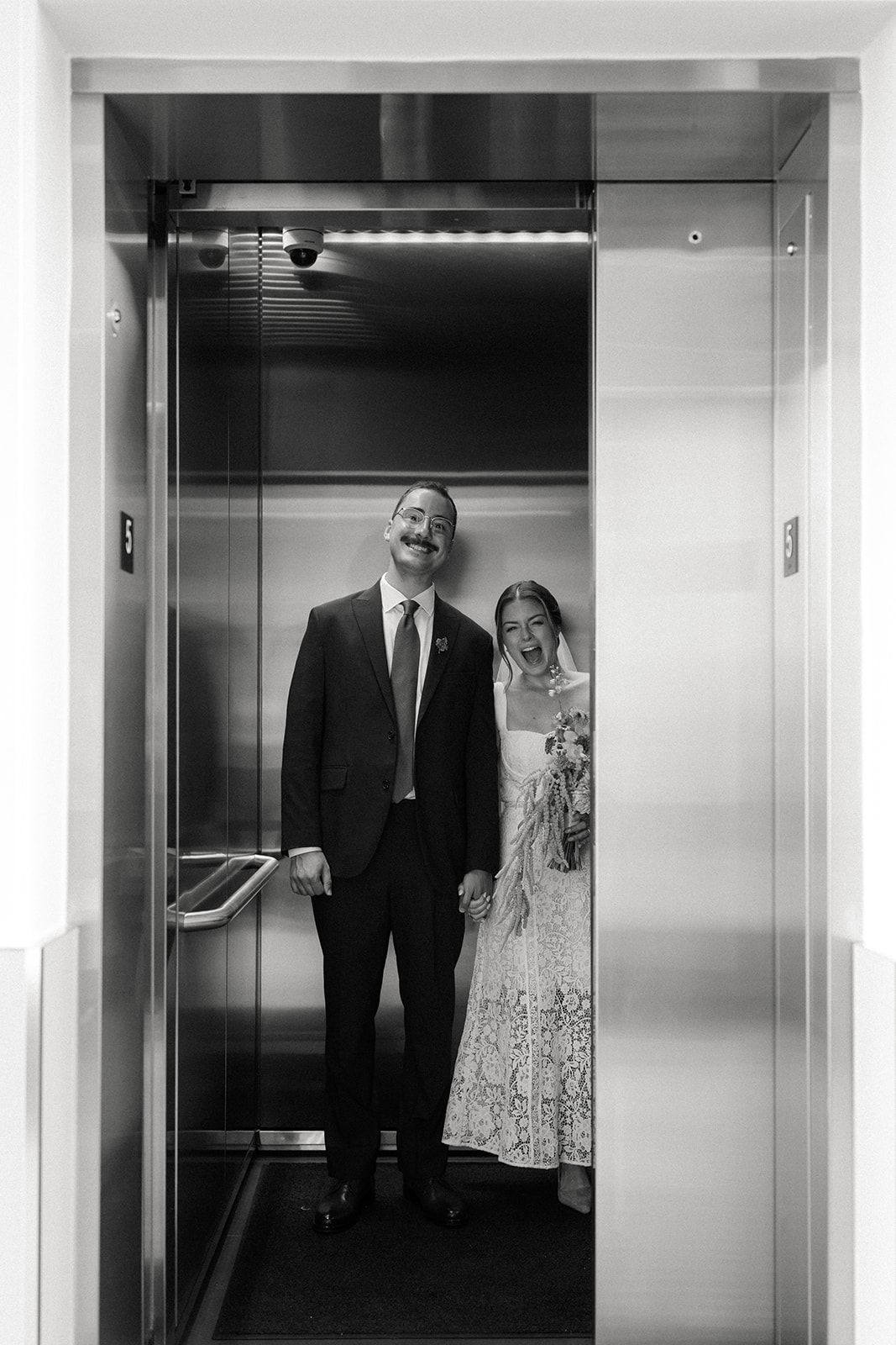 elevator photo at the drake hotel wedding in toronto