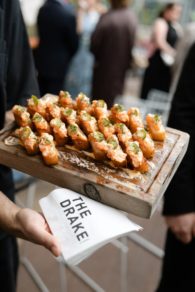 appetizers at cocktail hour at the Drake hotel wedding