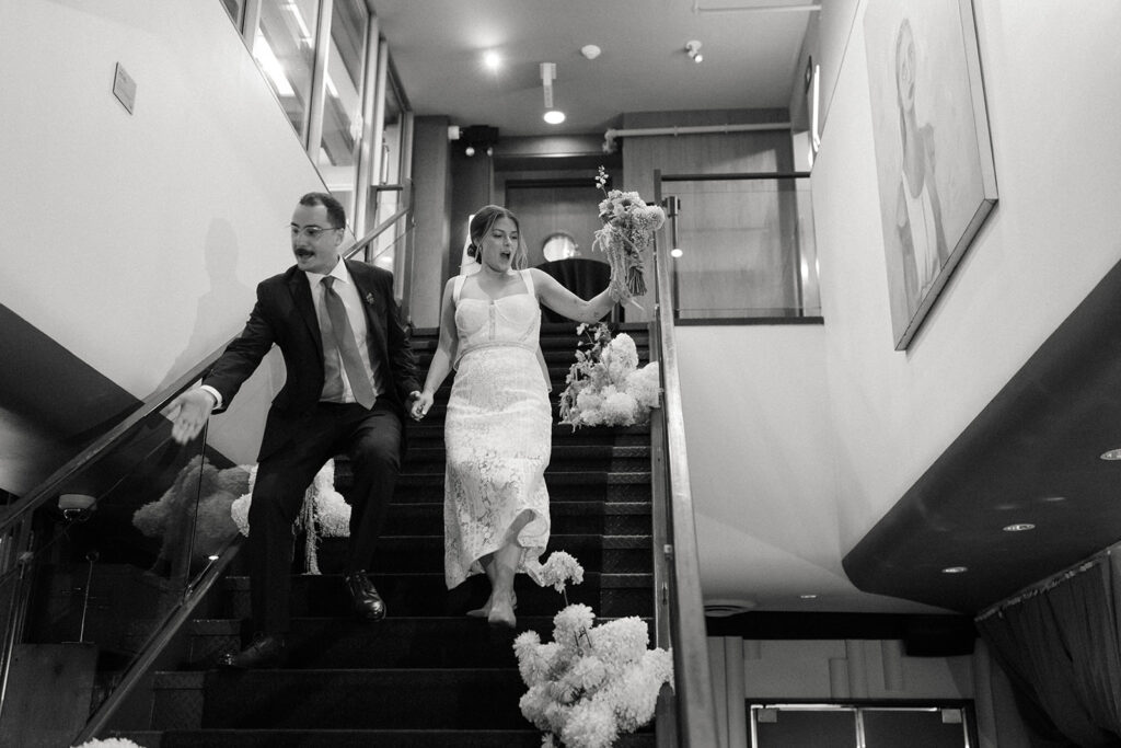 Bride and groom enter their reception at The Drake Hotel wedding toronto
